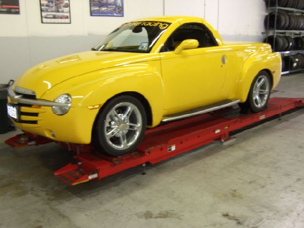 kingsnake racing's 2005 Chevrolet SSR getting lowered with a set of Eibach